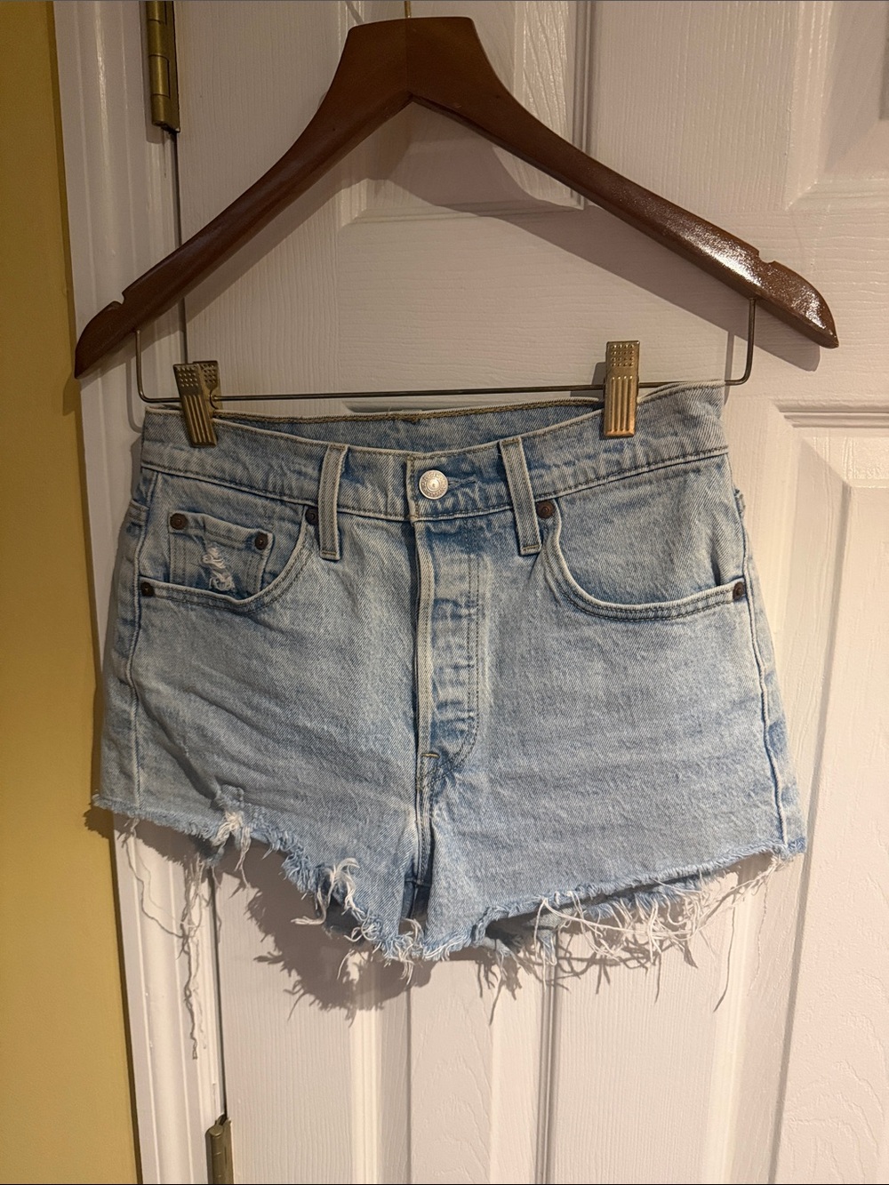 Levi's Light Blue Distressed Denim Cutoff Shorts